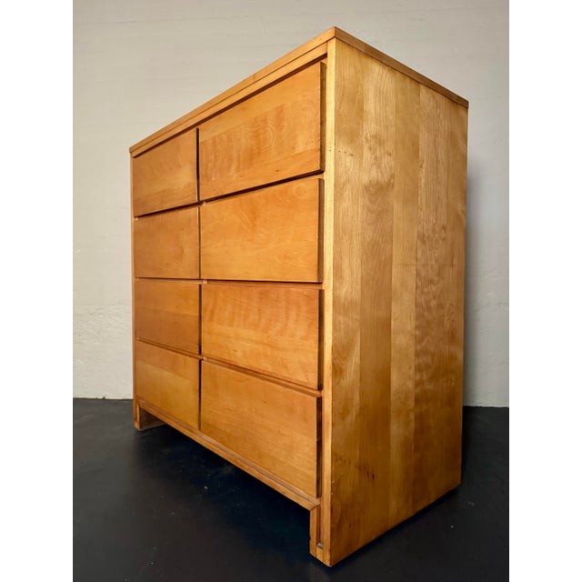 1950s mid-century modern highboy dresser designed by Leslie Diamond for Conant Ball's iconic Modernmates line. Solid birch...