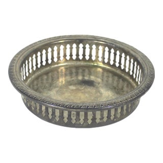 Vintage Silver Plated Wine Coaster For Sale