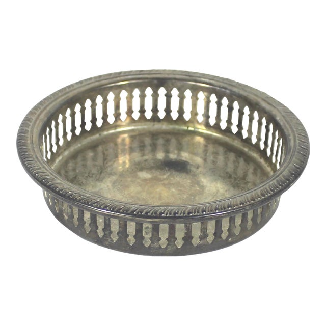 Vintage Silver Plated Wine Coaster For Sale