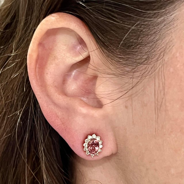 2010s Natural Tourmaline Diamond Earrings 14k Yellow Gold 1.94 TCW Certified For Sale - Image 5 of 9