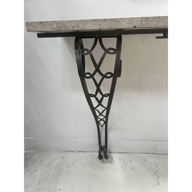 Art Deco Style Console Table in Hammered Wrought Iron, 1900s For Sale - Image 6 of 14