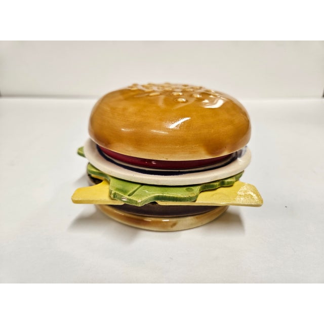 Mid 20th Century Vintage Ceramic Hamburger Coaster Set With Saucer - 8 pcs For Sale - Image 5 of 14