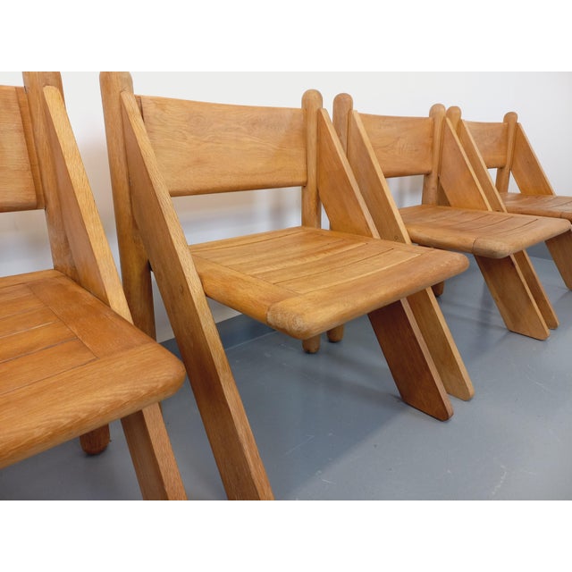 Tan Vintage Brutalist Chairs in Oak, 1960s, Set of 4 For Sale - Image 8 of 18