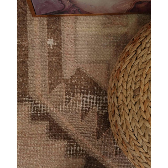 Brown 1970s Vintage Turkish Handmade Wool Cotton Brown Runner Rug For Sale - Image 8 of 11