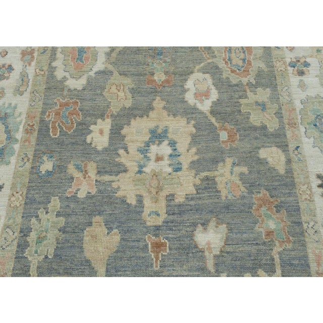 Gray & Green Turkish Oushak Rug 5'9" x 9' For Sale In Houston - Image 6 of 9