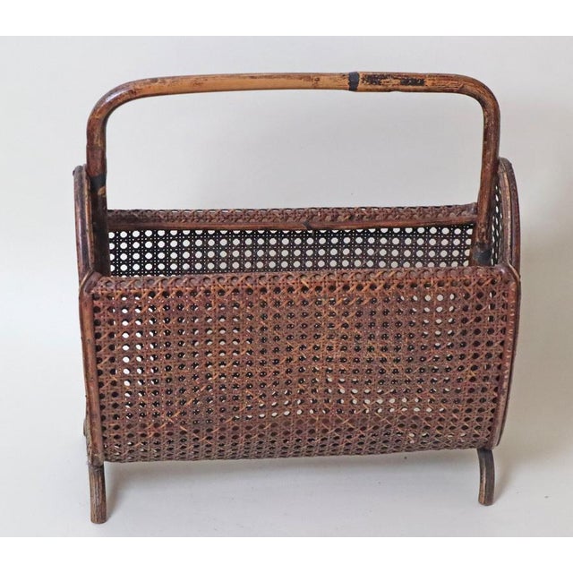 Art Deco Newspaper Rack in Handcrafted Wicker and Bamboo, 1940s For Sale - Image 10 of 11