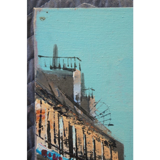 Blue Mid 20th Century E Vitti Paris French Impressionist Paris Street Scene Cityscape Oil Painting For Sale - Image 8 of 10