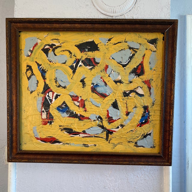 2020s “Yellow” by John Frates, Mid Century Modern,contemporary, 2023, 24x21x1.75 Image, With Frame, See Last Photo For Sale - Image 5 of 7