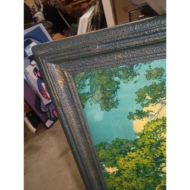 Printmaking Materials Large 1927 Maxfield Parrish "Hilltop" Lithograph in Original "Stippled" Frame - House of Art Ny For Sale - Image 7 of 9