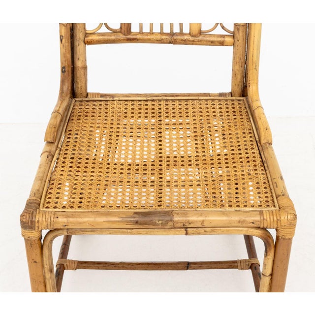 Teal Chinese Chippendale Style Bamboo Side Chair For Sale - Image 8 of 9