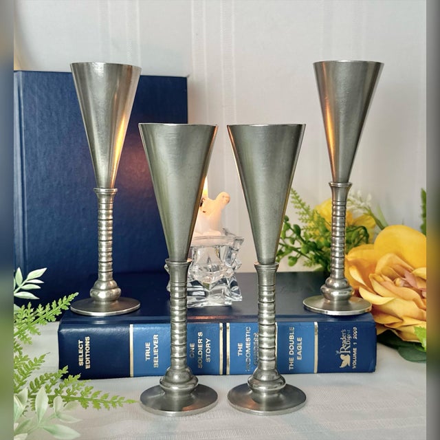 Vintage Gunner Havstad Pewter Cordial Signed Wine Cups - Set of 4 For Sale In Phoenix - Image 6 of 11