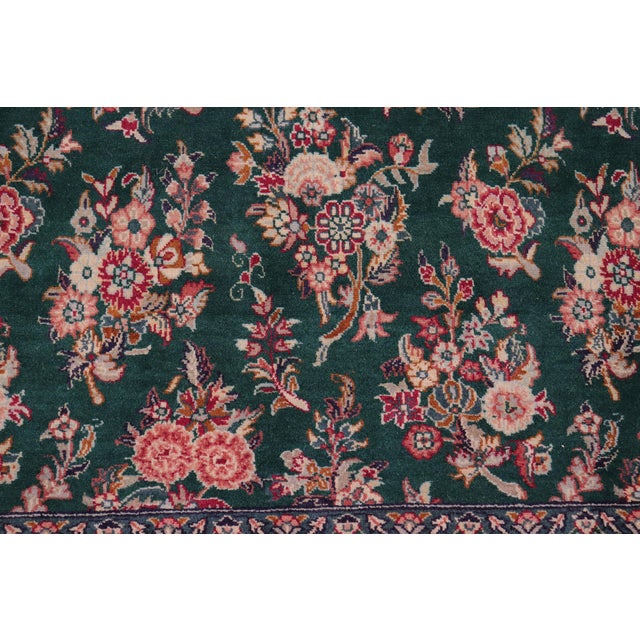 Rich 1990's Pak-Persian Green/Green Wool Rug - 9'0'' X 13'0'' For Sale In New York - Image 6 of 9
