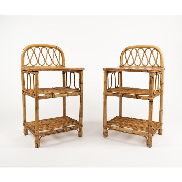 Mid-Century Modern Mid-Century Bedside Tables in Bamboo and Rattan, Italy, 1960s, Set of 2 For Sale - Image 3 of 18