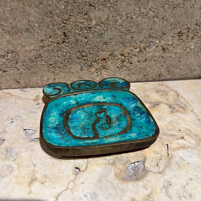 AMBIANIC presents 1950s Pepe Mendoza Ashtray Mid Century Modern Mexico Stamp by maker present .75 thick x 4.38 w x 5 d...