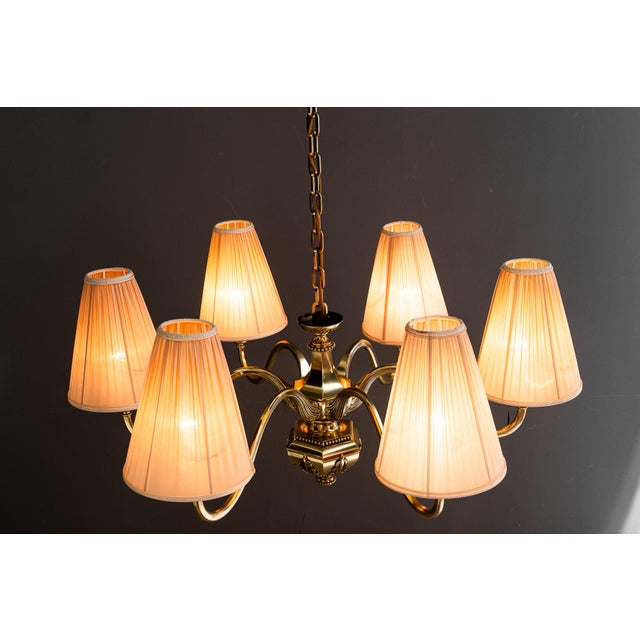 Art Deco Chandelier with Fabric Shades, Vienna, 1920s For Sale - Image 18 of 18