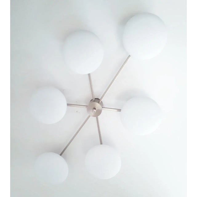 Not Yet Made - Made To Order Angelo Satin Nickel Matte White Glass Flush Mount by Fabio Ltd For Sale - Image 5 of 10