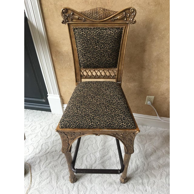 Maitland Smith Cheetah Print Bar Stool | Chairish