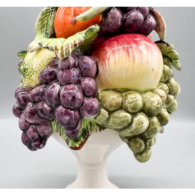 Vintage Italian-Attributed Ceramic Fruit Topiary on Pedestal – Tuscan / Hollywood Regency / Cottagecore For Sale - Image 12 of 14
