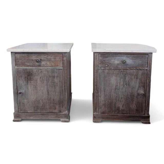 Vintage Bedside Tables with Carrara Marble, 1930s, Set of 2 For Sale - Image 10 of 10