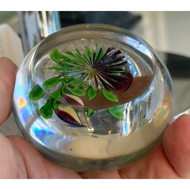 American Rare Antique Purple Pansy Lampwork Paperweight For Sale - Image 3 of 7