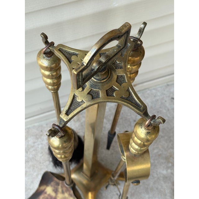 Nice solid vintage unique fireplace tool set please look at pictures for overall detail feel free to message with any...