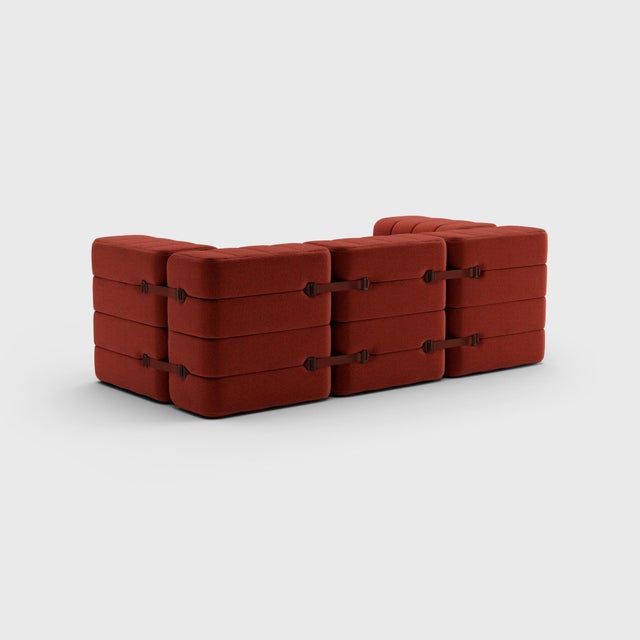 Contemporary Curt Modular Set - Flexible 2-Seater with Armrests - Dama - 0058 (Red) by Ambivalenz, Set of 7 For Sale - Image 3 of 5