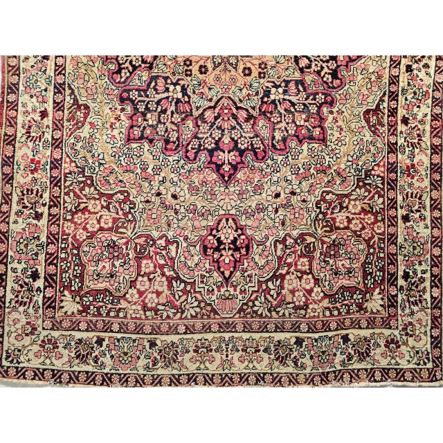 19th Century Persian Kerman Lavar Rug, Hand-Knotted Wool, Floral Pattern. Red & Ivory, 4x6 For Sale - Image 9 of 14
