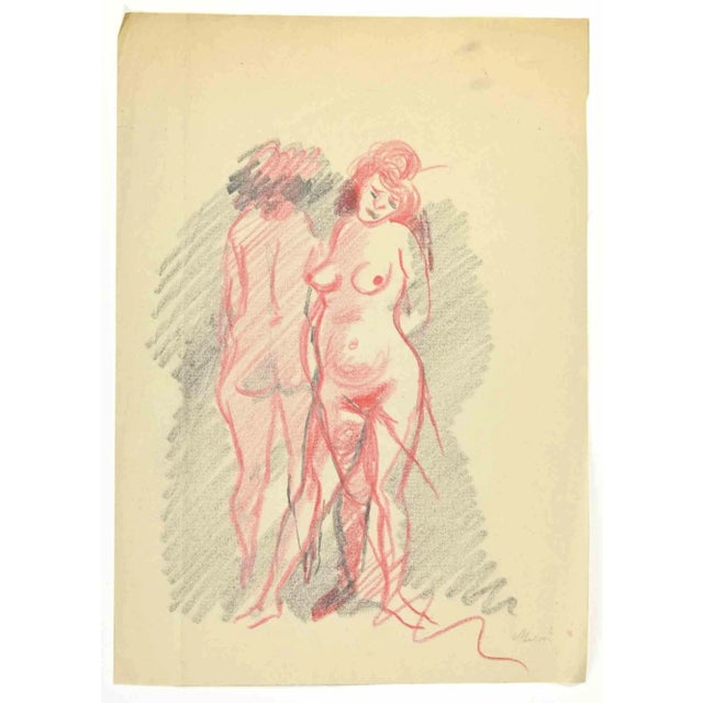 Nudes Women is a Pencil and Pastel Drawing realized by Mino Maccari (1924-1989) in 1925 ca. Hand-signed on the lower. Good...