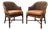 Set of Two McGuire Rattan Caned Toboggan Dining Chairs For Sale