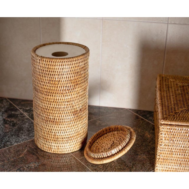 Artifacts Rattan Double Toilet Roll Holder in Honey Brown Chairish