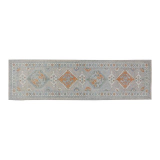 Turkish Oushak Knotted Wool Rug, 3'1''x11'2'' For Sale