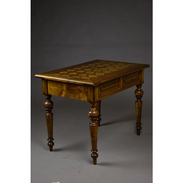 Geometric Parquetry Console or Writing Table in Ash and Oak, 1850-1870 For Sale - Image 12 of 16