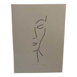 Original Block Print Linocut of Woman's Portrait, Artist Jeff Gordon For Sale