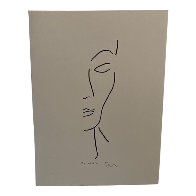 Original Block Print Linocut of Woman's Portrait, Artist Jeff Gordon For Sale