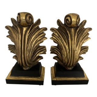 1960s Italian Wood Crest Bookends - A Pair For Sale