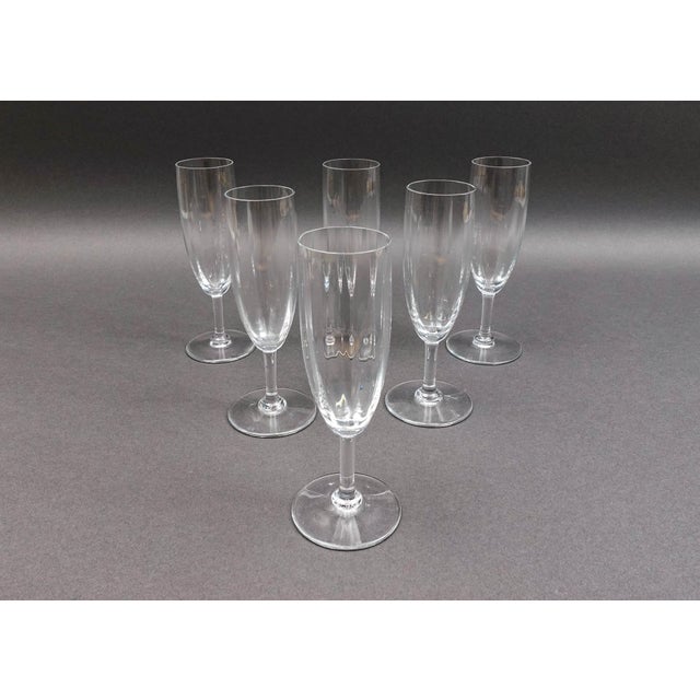 Mid-Century Modern Mid 20th Century Baccarat France Montaigne Optic Crystal 6 3/4" Fluted Champagne Glasses - Set of 6 For Sale - Image 3 of 10