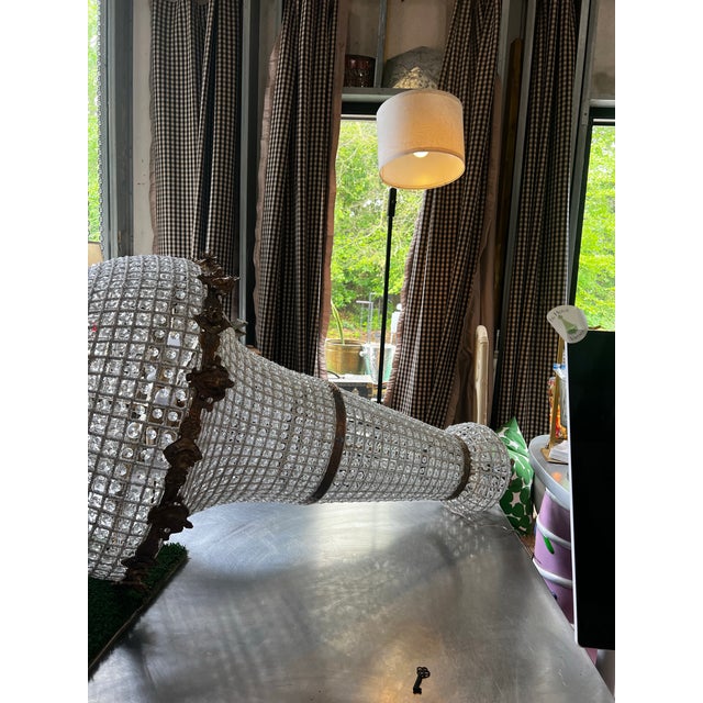 1970s 1970s Oversized Gold Stunning Crystal Chandelier With Detailed Accents For Sale - Image 5 of 7