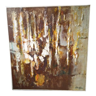 1957 Mid-Century Abstract Oil Painting, Signed Nelson For Sale
