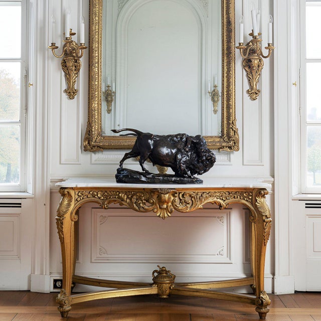 GEORGES GARDET French, 1863-1939 "Bison et Jaguar" (1892) Medium brown patinated sand-cast bronze | cast circa 1920 Signed...