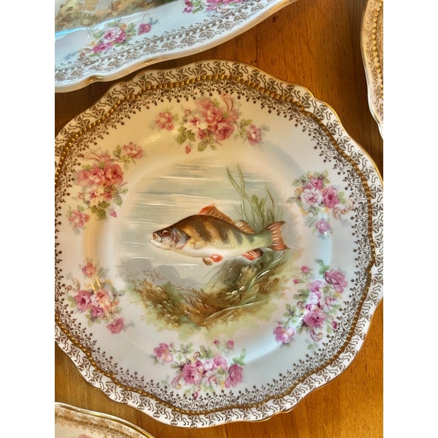 Victorian Antique O & E Gutherz Royal Austria Hand Painted Fish Dinnerware Circa 1899-1918 - A Set of 10 Pieces For Sale - Image 3 of 18