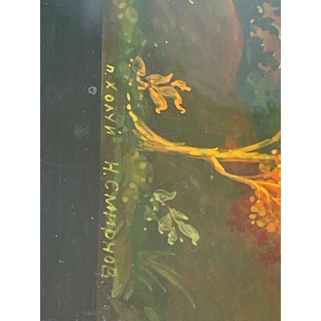 Paper Vintage Kholuy Lacquer Box, Prince Igor Narrative, Signed N. Smirnov, Folk Art, Hand Painted Miniature, 1980s Collectible Art Box For Sale - Image 7 of 15