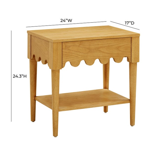Wood Oodle Wavy Scallop Natural Ash Nightstand For Sale - Image 7 of 7