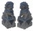 20" Chinese Pair Black Gray Stone Fengshui Foo Dog Lion Statues For Sale