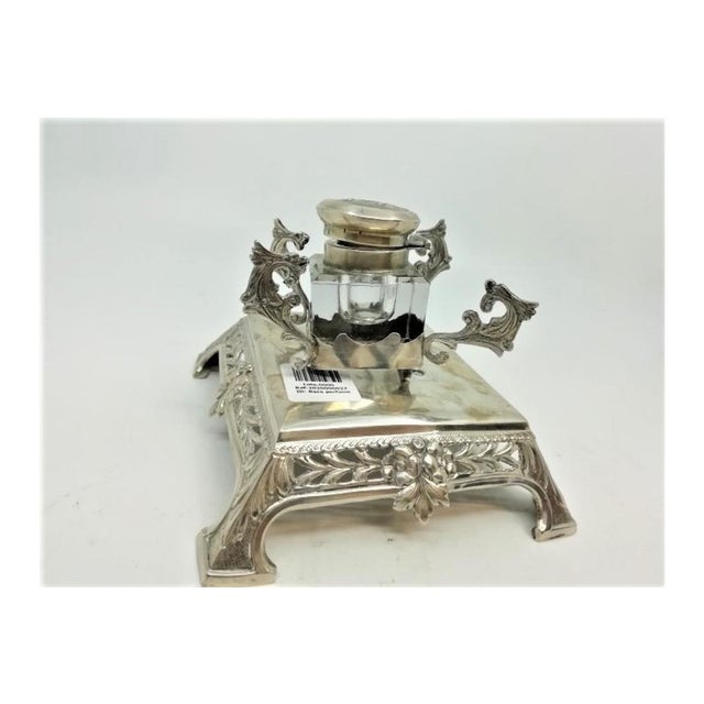 Openwork Silver Inkwell with Pen Holder, in Good conditions.