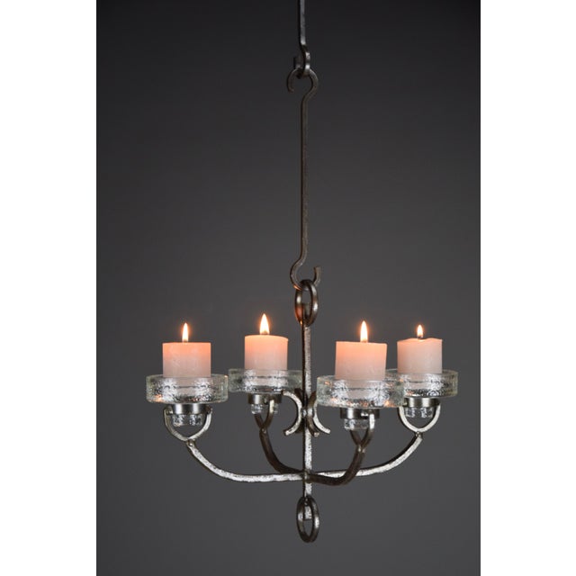Mid-Century Modern Wrought Iron and Glass Ceiling Candle Holder from Iittala, 1970s For Sale - Image 7 of 12