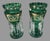 Pair Antique Victorian 14" Emerald Green & Gilt Art Glass Mantle Lusters Prisms In very good original condition showing...
