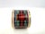 A festive set of eleven vintage porcelain napkin rings featuring a classic tartan plaid in rich red, green, blue, black,...