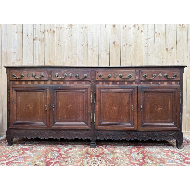 Large Louis XV Sideboard in Oak with Marquetry For Sale - Image 10 of 10