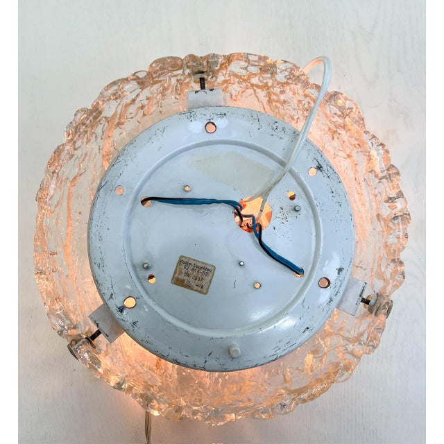 Textured Ice Glass Flush Mount Ceiling Lamp from Kaiser Leuchten, 1960s For Sale - Image 12 of 14
