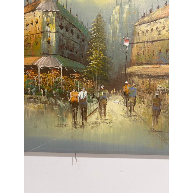 Textile 1970s Europian Street Scene Painting For Sale - Image 7 of 7